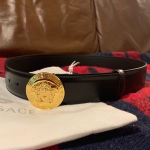 Versace Black Leather Medusa Belt